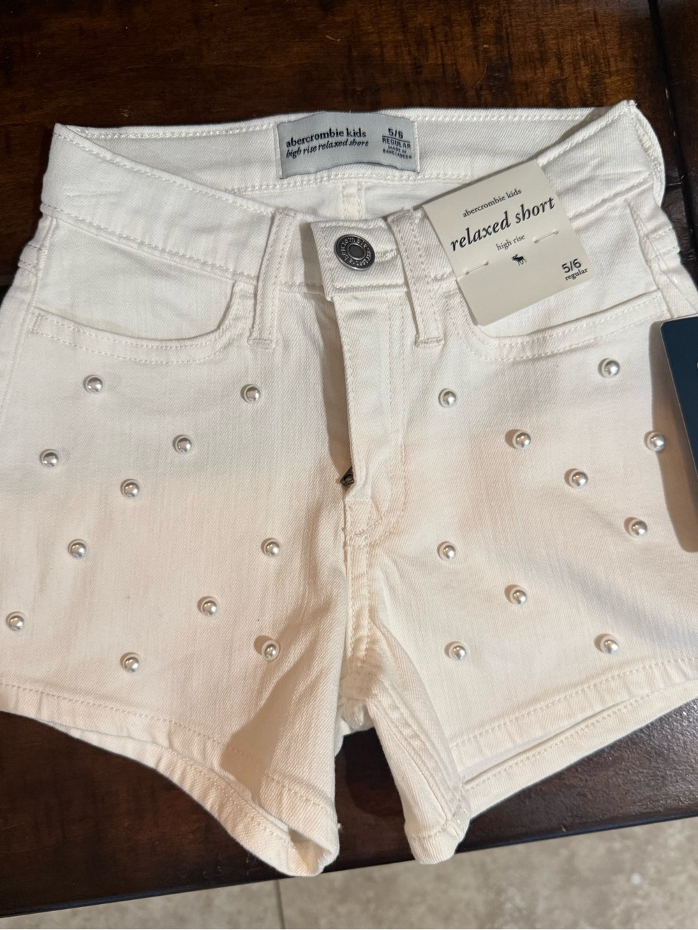 NWT Abercrombie Kids Girls Pearl High Rise Relaxed Shorts 5/6